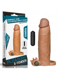 Коричневая насадка на пенис Add 3 Pleasure X Tender Vibrating Penis Sleeve с вибропулей - 20 см. - Lovetoy - в Тюмени купить с доставкой