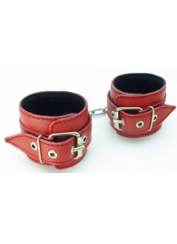 Красные кожаные наручники - БДСМ Арсенал - купить с доставкой в Тюмени