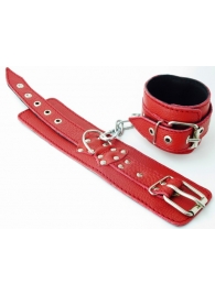 Красные кожаные наручники - БДСМ Арсенал - купить с доставкой в Тюмени