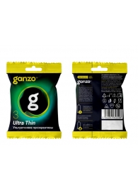 Ультратонкие презервативы Ganzo Ultra thin в мягкой упаковке - 3 шт. - Ganzo - купить с доставкой в Тюмени