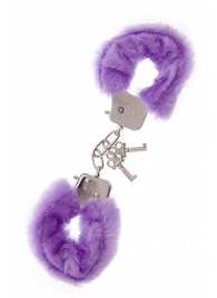 Фиолетовые меховые наручники METAL HANDCUFF WITH PLUSH LAVENDER - Dream Toys - купить с доставкой в Тюмени