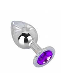 Большой плаг из стали с фиолетовым кристаллом Violet Dream - 9,5 см. - Erotic Fantasy - купить с доставкой в Тюмени