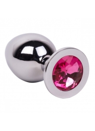 Большой стальной плаг с розовым кристаллом Pink Bubble Gum - 9,5 см. - Erotic Fantasy - купить с доставкой в Тюмени