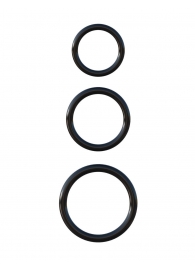 Набор из трех черных эрекционных колец Silicone 3-Ring Stamina Set - Pipedream - в Тюмени купить с доставкой