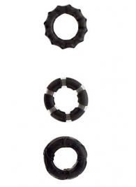Набор из 3 чёрных эрекционных колец MENZSTUFF STRETCHY COCK RINGS - Dream Toys - в Тюмени купить с доставкой