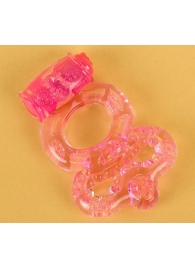 Розовое эрекционное кольцо с вибратором и подхватом - Toyfa Basic - в Тюмени купить с доставкой