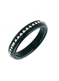 Чёрное эрекционное кольцо со стразами MAGIC DIAMOND - NMC - купить с доставкой в Тюмени