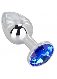 Анальное украшение BUTT PLUG  Small с синим кристаллом - 7 см. - Anal Jewelry Plug - купить с доставкой в Тюмени