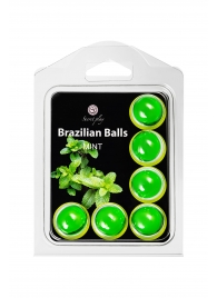 Набор из 6 шариков с массажным маслом Brazilian Balls с ароматом мяты - Secret Play - купить с доставкой в Тюмени