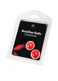 Набор из 2 шариков с массажным маслом Brazilian Balls с ароматом клубники - Secret Play - купить с доставкой в Тюмени