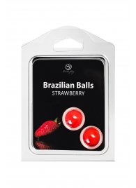 Набор из 2 шариков с массажным маслом Brazilian Balls с ароматом клубники - Secret Play - купить с доставкой в Тюмени