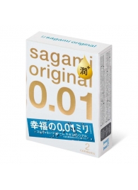 Увлажнённые презервативы Sagami Original 0.01 Extra Lub - 2 шт. - Sagami - купить с доставкой в Тюмени