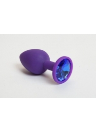Фиолетовая силиконовая пробка с синим стразом - 7,1 см. - 4sexdreaM - купить с доставкой в Тюмени
