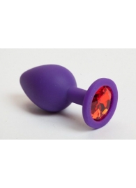 Фиолетовая силиконовая пробка с алым стразом - 8,2 см. - 4sexdreaM - купить с доставкой в Тюмени