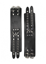 Широкие черные кожаные наручники без подкладки - Подиум - купить с доставкой в Тюмени