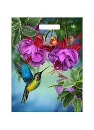 Пакет с принтом в виде колибри в цветах с вырубной ручкой (31х40 см) - Сима-Ленд - купить с доставкой в Тюмени