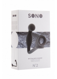 Чёрная анальная пробка с эрекционным кольцом SONO №2 - 11,4 см. - Shots Media BV - в Тюмени купить с доставкой