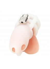 Белая клетка для пениса Silicone Small 2 in Cock Cage With Ball Divider - BlueLine - купить с доставкой в Тюмени