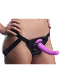 Лиловый поясной страпон Navigator Silicone G-Spot Dildo with Harness - 17,8 см. - XR Brands - купить с доставкой в Тюмени