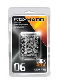 Прозрачная насадка с объёмными чёрточками STAY HARD COCK SLEEVE 06 CLEAR - Blush Novelties - в Тюмени купить с доставкой
