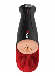 Телесный мастурбатор-вагина в черной колбе с вибрацией Fuck-O-Matic Pro XL - Pipedream - в Тюмени купить с доставкой