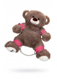 Бондажный набор: бурый мишка с розовыми оковами и наручниками - Pecado - купить с доставкой в Тюмени