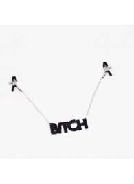 Зажимы на соски с кожаной подвеской Bitch - Crazy Handmade - купить с доставкой в Тюмени