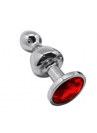 Серебристая анальная втулка Wooomy Lollypop Size S с красным кристаллом - Adrien Lastic в Тюмени Серебристая анальная втулка Wooomy Lollypop Size S с красным кристаллом - Adrien Lastic