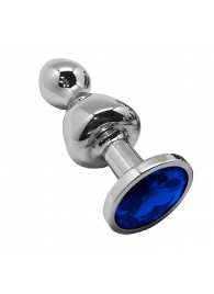 Серебристая анальная втулка Wooomy Lollypop Size S с синим кристаллом - Adrien Lastic в Тюмени Серебристая анальная втулка Wooomy Lollypop Size S с синим кристаллом - Adrien Lastic