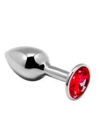 Серебристая анальная втулка Mini Metal Butt Plug Size M с красным кристаллом - Adrien Lastic в Тюмени Серебристая анальная втулка Mini Metal Butt Plug Size M с красным кристаллом - Adrien Lastic