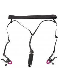 Женские вибростринги с зажимами для половых губ Spreader String with Vibrator - Orion - купить с доставкой в Тюмени