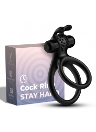 Черное эрекционное виброкольцо с подхватом мошонки Stay Hard - Boys of Toys - в Тюмени купить с доставкой