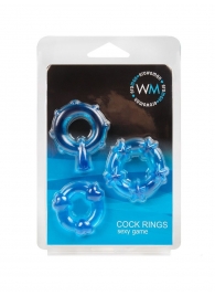 Набор из 3 синих эрекционных колец с различным рельефом - Erowoman-Eroman - в Тюмени купить с доставкой