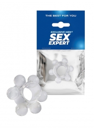 Прозрачное эрекционное кольцо с 6 стимулирующими шариками - Sex Expert - в Тюмени купить с доставкой