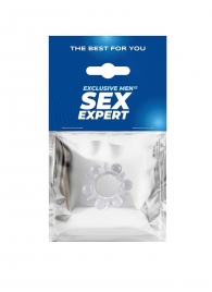 Прозрачное эрекционное кольцо с шариками и шипами - Sex Expert - в Тюмени купить с доставкой