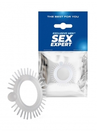 Эластичное эрекционное кольцо с шипиками и шариком - Sex Expert - в Тюмени купить с доставкой