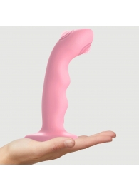 Розовая насадка-стимулятор Strap-On-Me Tapping Dildo Wave - Strap-on-me - купить с доставкой в Тюмени