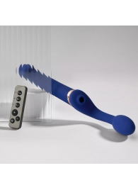 Синий безремневой страпон Multi Orgasm Bendable Strap-On size L с клиторальной стимуляцией - Strap-on-me - купить с доставкой в Тюмени