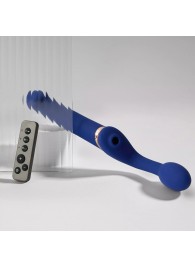 Синий безремневой страпон Multi Orgasm Bendable Strap-On size XL с клиторальной стимуляцией - Strap-on-me - купить с доставкой в Тюмени