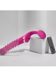 Ярко-розовый безремневой страпон Multi Orgasm Bendable Strap-On size L с клиторальной стимуляцией - Strap-on-me - купить с доставкой в Тюмени