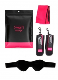 Черно-розовый эротический набор: маска, наручники и повязка - Erokay - купить с доставкой в Тюмени