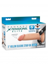 Телесный пустотелый фаллопротез 5’’ Hollow Silicone Strap-On - 14 см. - Pipedream - купить с доставкой в Тюмени