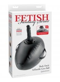 Черный надувной мяч с платформой для фиксации дилдо Body Dock Inflatable Love Ball - Pipedream - купить с доставкой в Тюмени