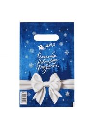 Сине-белый подарочный новогодний пакет с вырубной ручкой (20х30 см) - Сима-Ленд - купить с доставкой в Тюмени