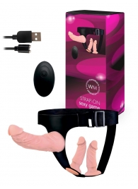 Женский страпон с 3 насадками и вибрацией - Erowoman-Eroman - купить с доставкой в Тюмени