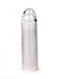 Прозрачная закрытая насадка на пенис с ребрышками - 16 см. - Sex Expert - в Тюмени купить с доставкой