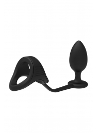 Черное эрекционное кольцо с анальной пробкой Cockstrap With Anal Plug - Dream Toys - в Тюмени купить с доставкой