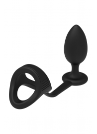 Черное эрекционное кольцо с анальной пробкой Cockstrap With Anal Plug - Dream Toys - в Тюмени купить с доставкой
