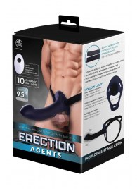 Черный полый страпон с вибрацией Erection Agents - 24,1 см. - NMC - купить с доставкой в Тюмени
