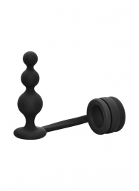 Черное эрекционное кольцо с анальной елочкой Cockring With Beaded Anal Plug - Dream Toys - в Тюмени купить с доставкой